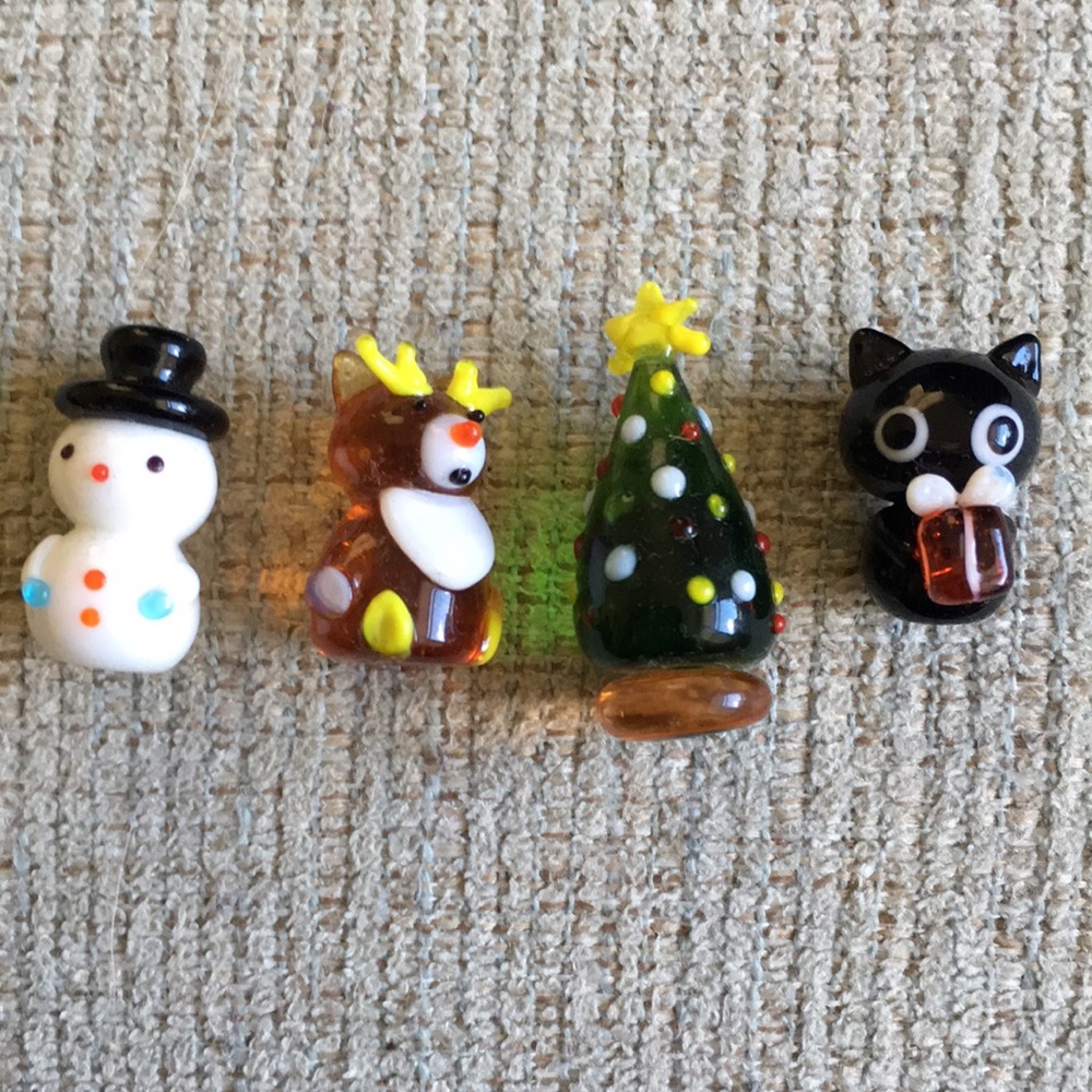 Christmas Themed Glass Miniature Figurines